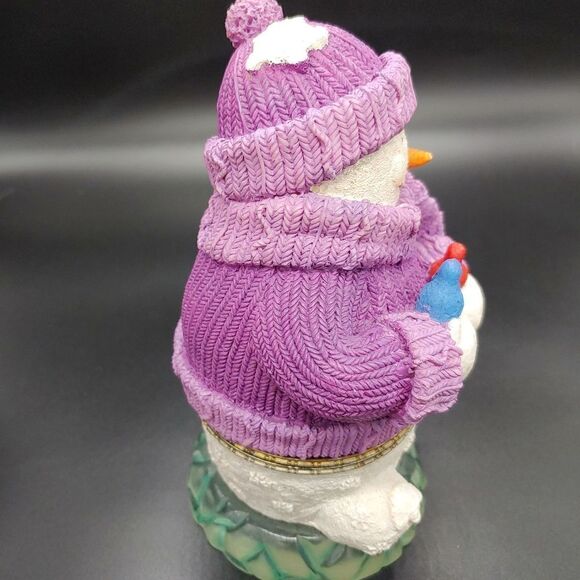 Snowman trinket box with birds - Picture 3 of 8